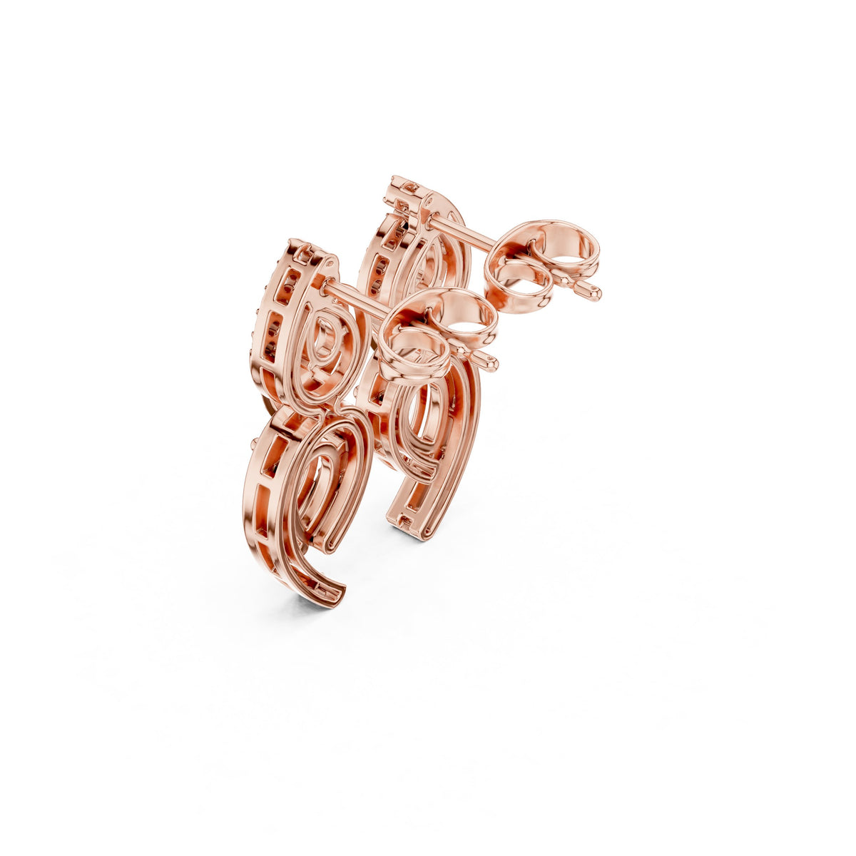 Pear Cascade Open Frame Diamond Drop Earrings in Rose Gold - VYKA Diamonds
