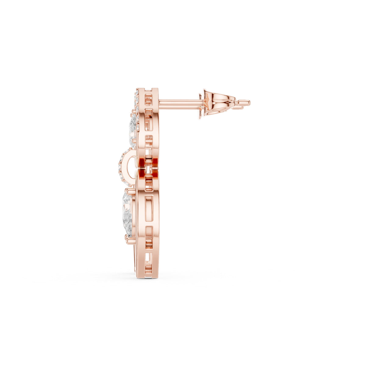 Pear Cascade Open Frame Diamond Drop Earrings in Rose Gold - VYKA Diamonds