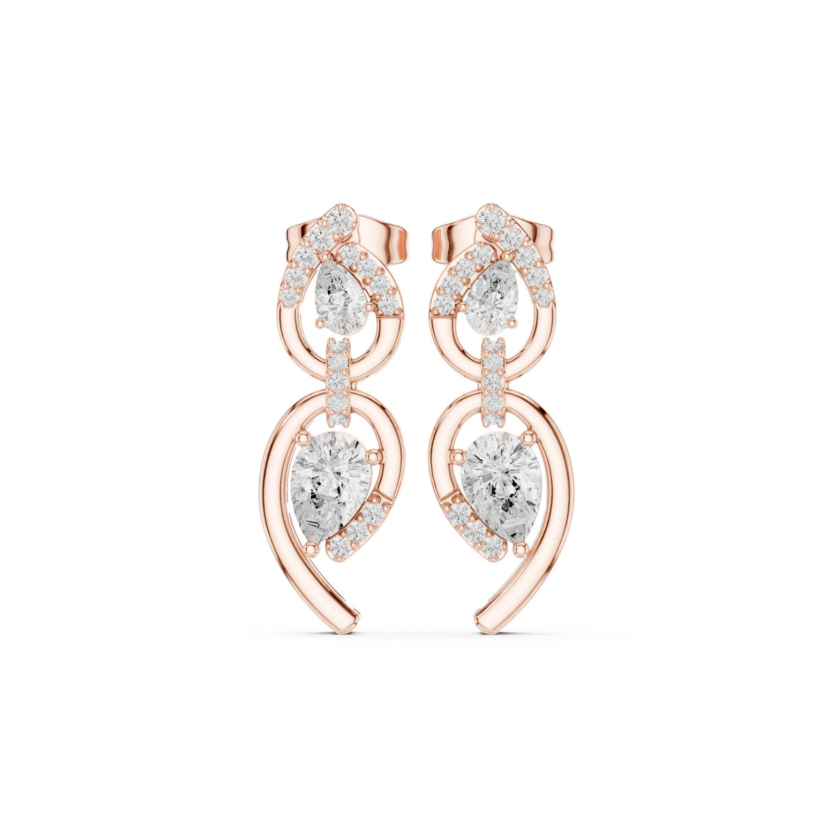 Pear Cascade Open Frame Diamond Drop Earrings