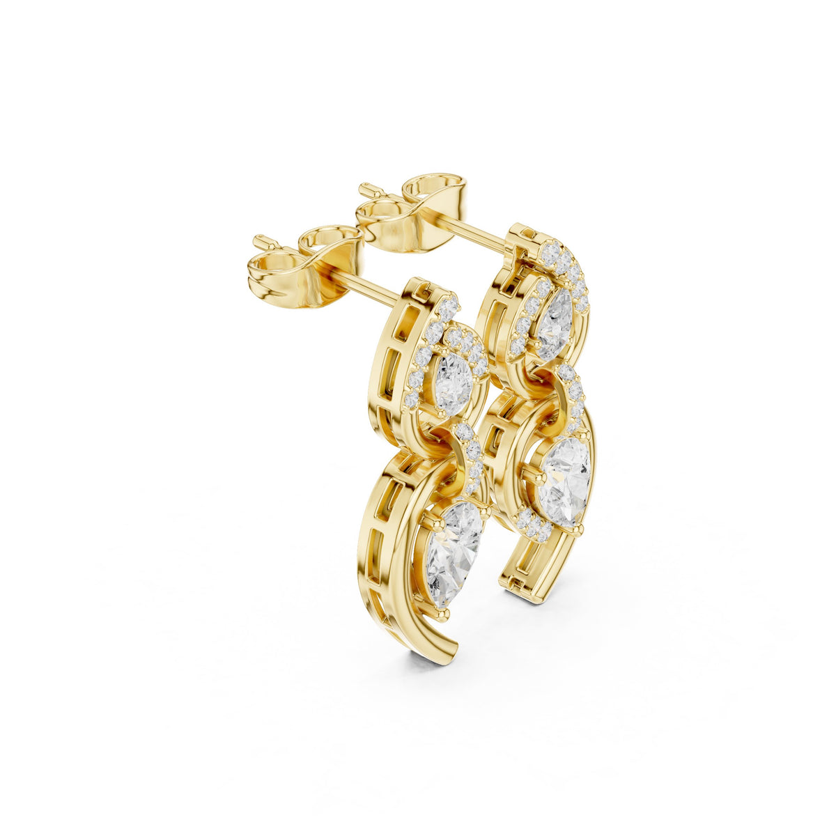 Pear Cascade Open Frame Diamond Drop Earrings