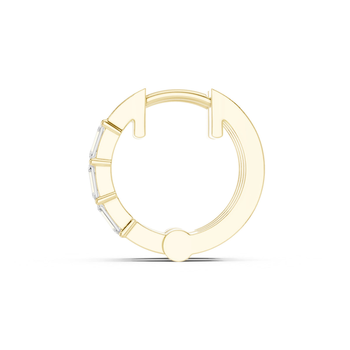 Emerald Cut Trio Diamond Huggie Earrings