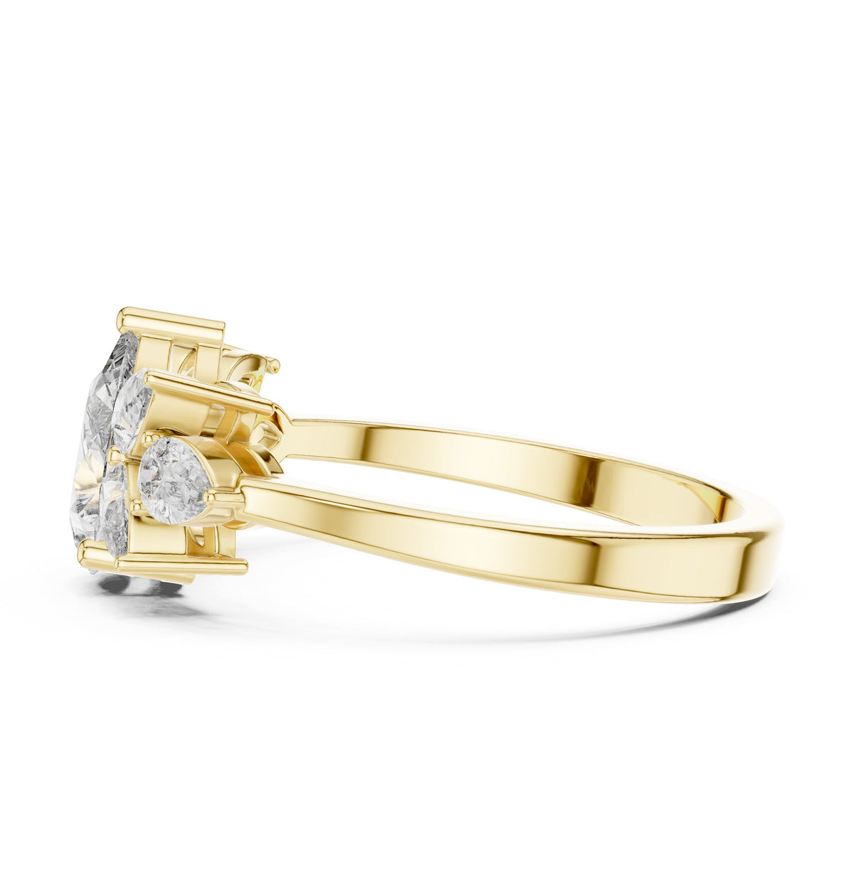 Pear Diamond Marquise Crown Halo Engagement Ring