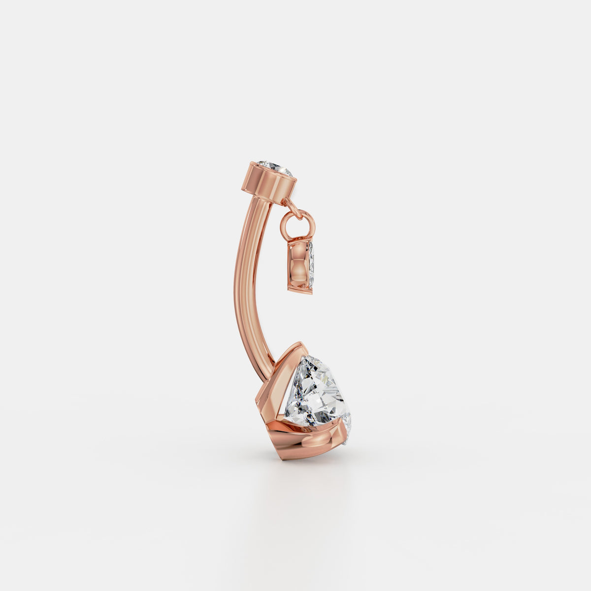Round Solitaire Diamond Belly Ring with Marquise Charm
