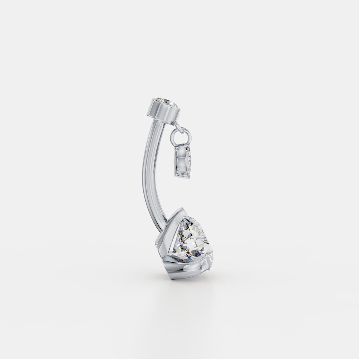Round Solitaire Diamond Belly Ring with Marquise Charm