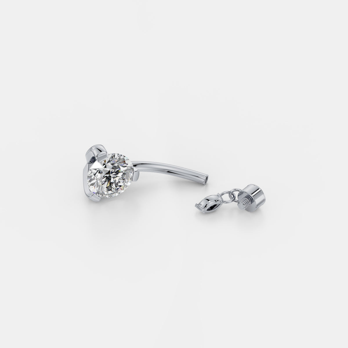 حلق سُرّة سوليتير بألماسة مستديرة ومدلّاة ماركيز in White Gold - VYKA Diamonds