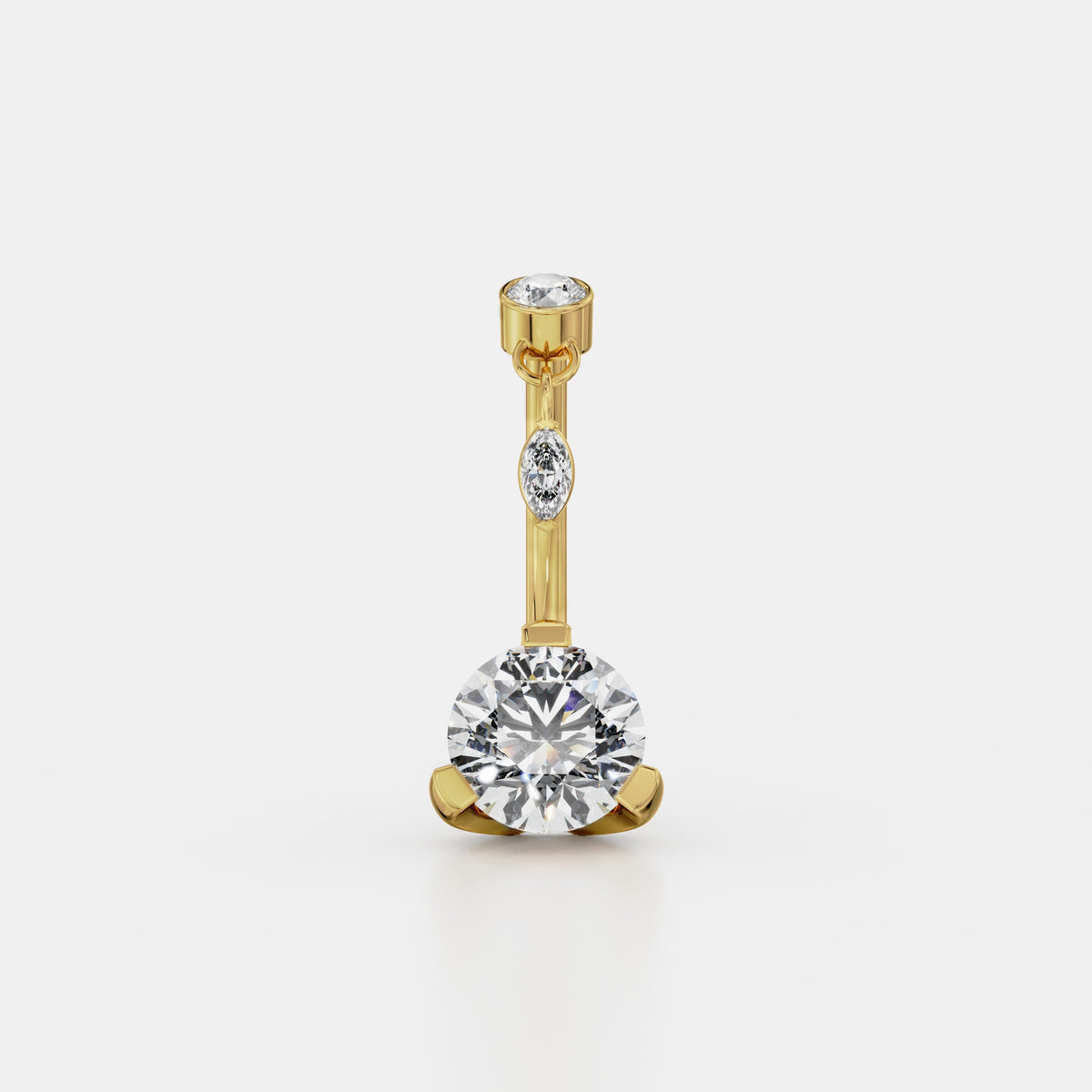 حلق سُرّة سوليتير بألماسة مستديرة ومدلّاة ماركيز in Yellow Gold - VYKA Diamonds