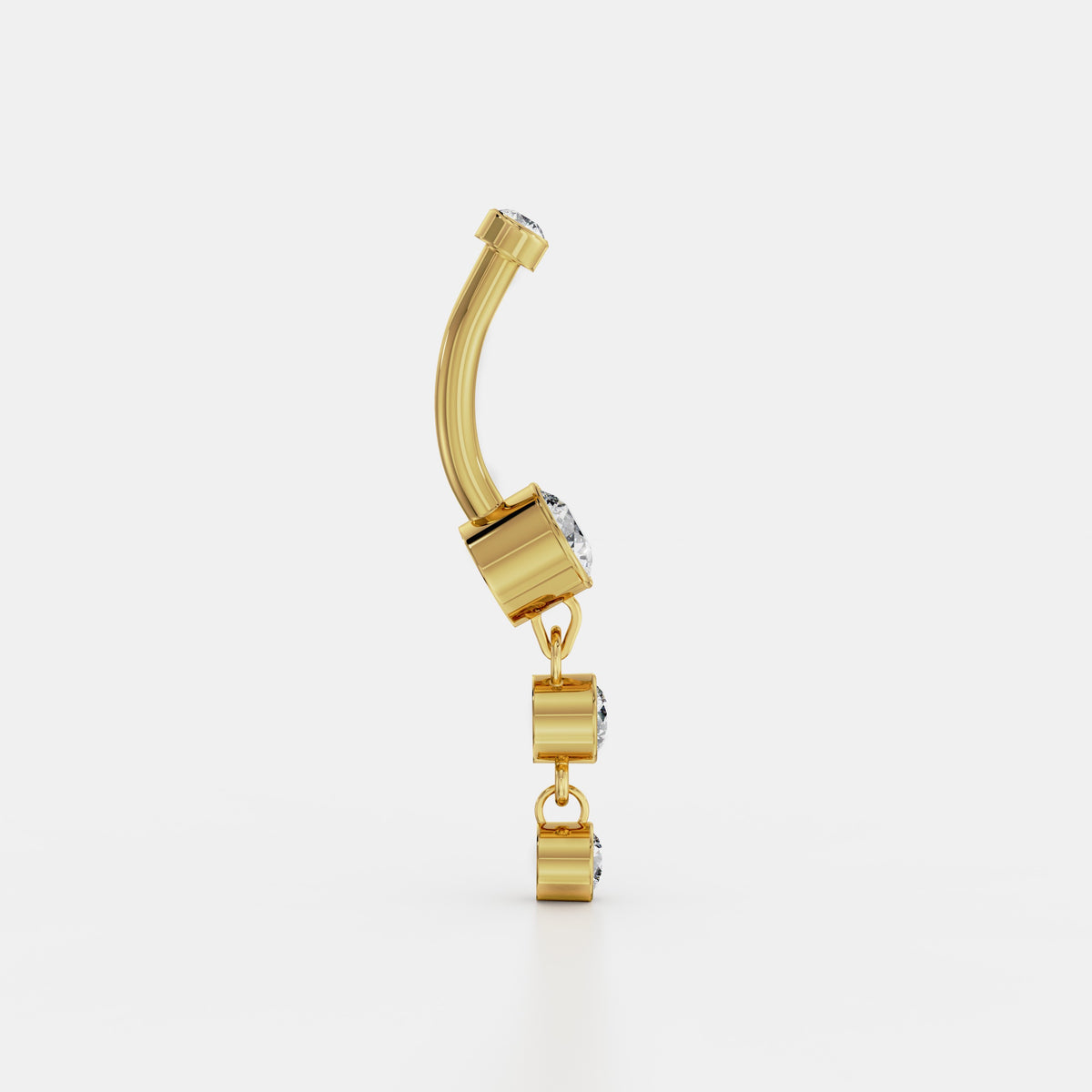 حلق سُرّة متدلٍّ بثلاث ألماسات مؤطّرة in Yellow Gold - VYKA Diamonds