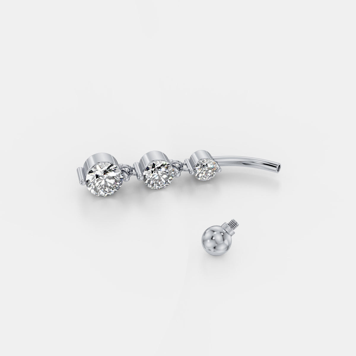 حلق سُرّة متدلٍّ بثلاث ألماسات متدرّجة in White Gold - VYKA Diamonds