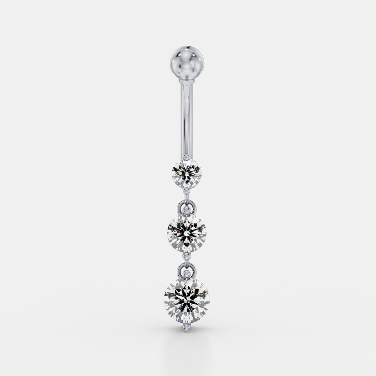 حلق سُرّة متدلٍّ بثلاث ألماسات متدرّجة in White Gold - VYKA Diamonds