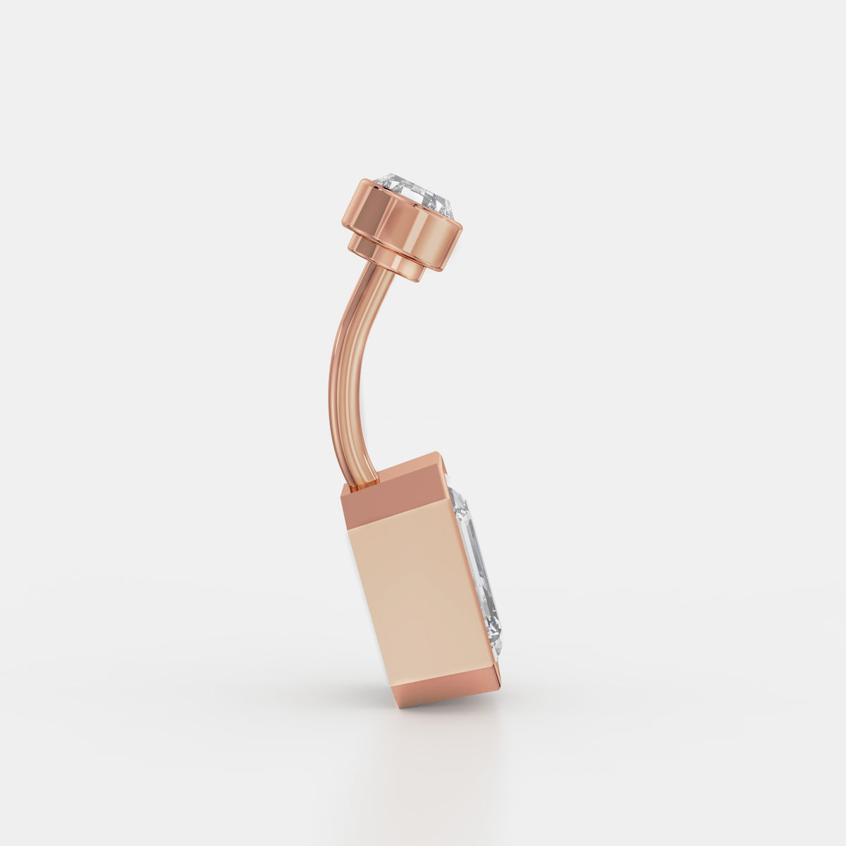Emerald-Cut Bezel Diamond Belly Ring