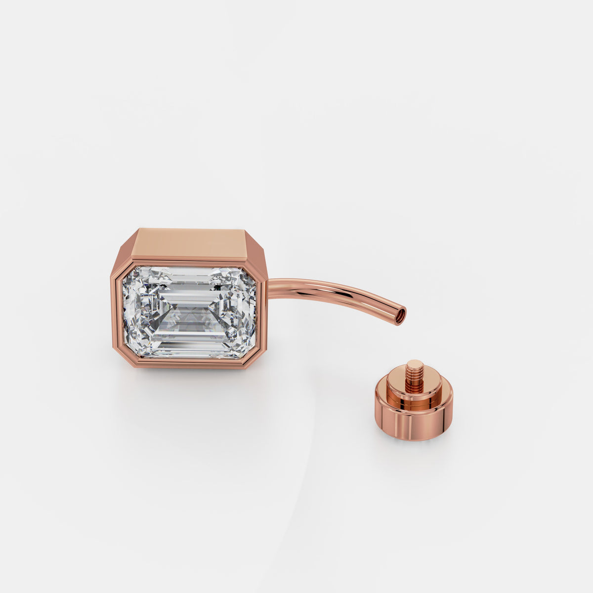 Emerald-Cut Bezel Diamond Belly Ring