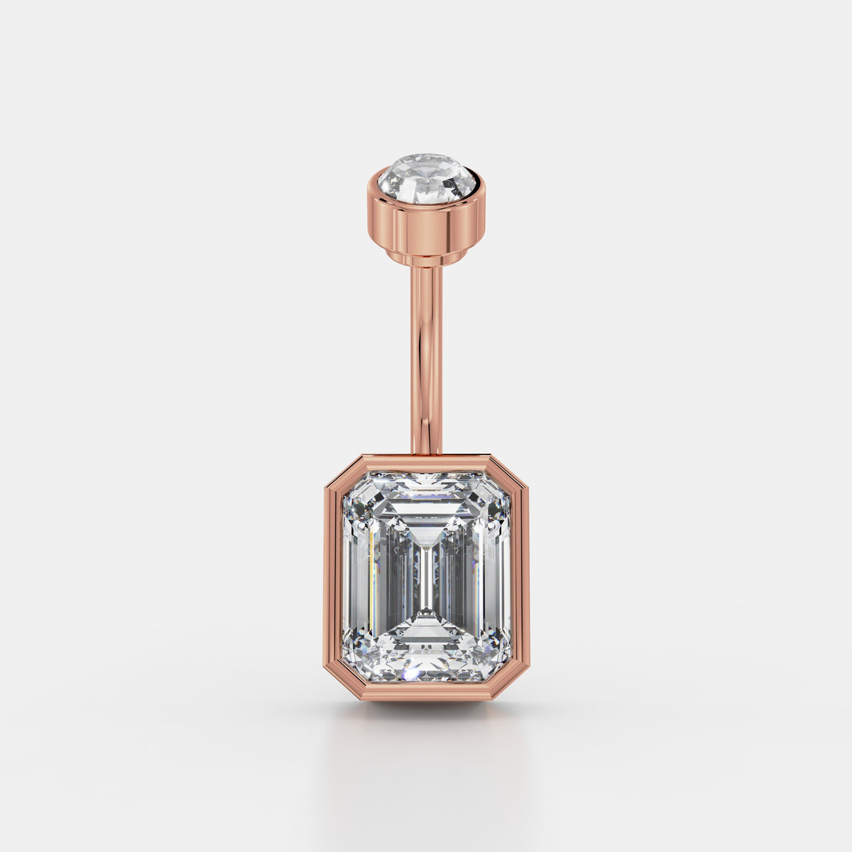 Emerald-Cut Bezel Diamond Belly Ring