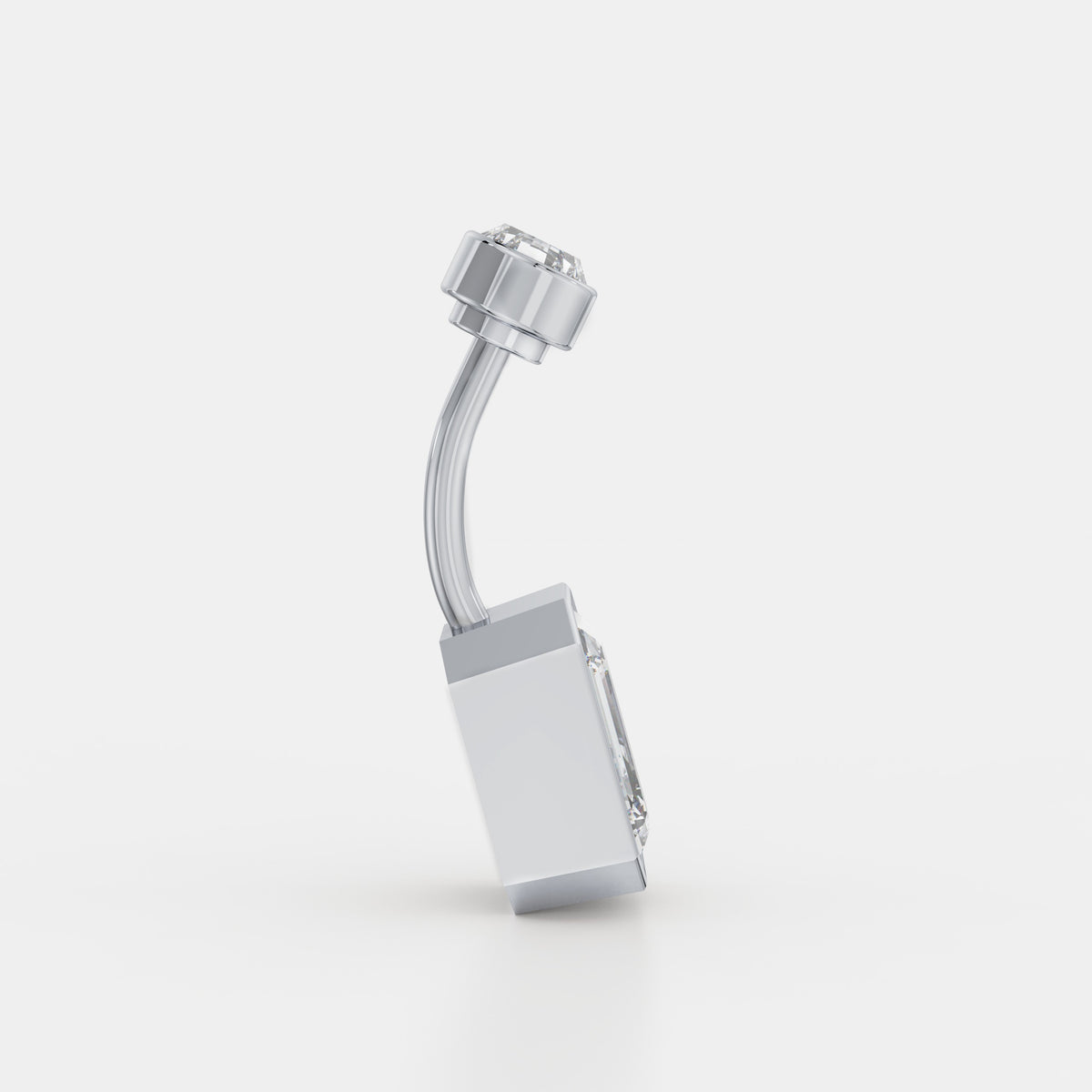 Emerald-Cut Bezel Diamond Belly Ring