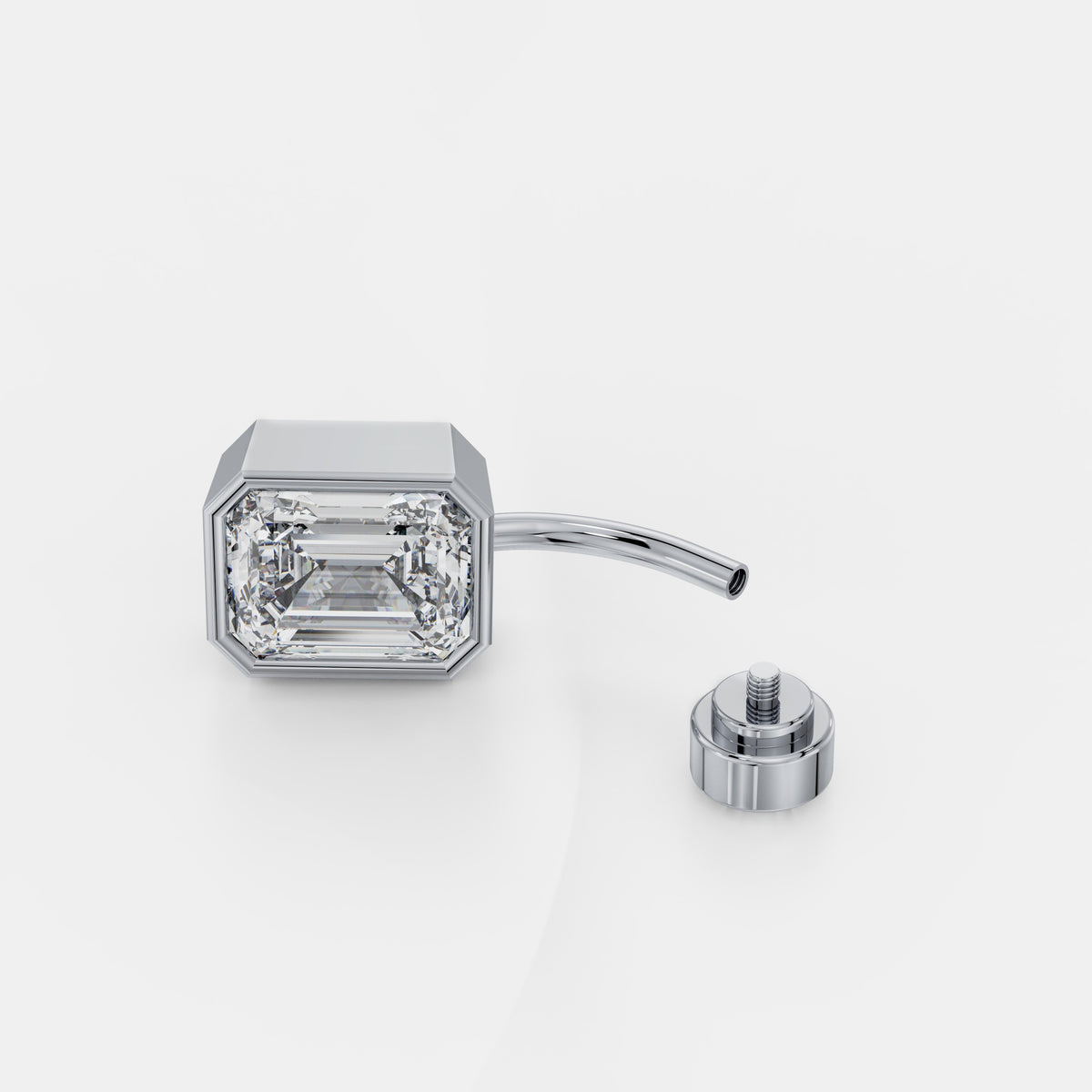 Emerald-Cut Bezel Diamond Belly Ring