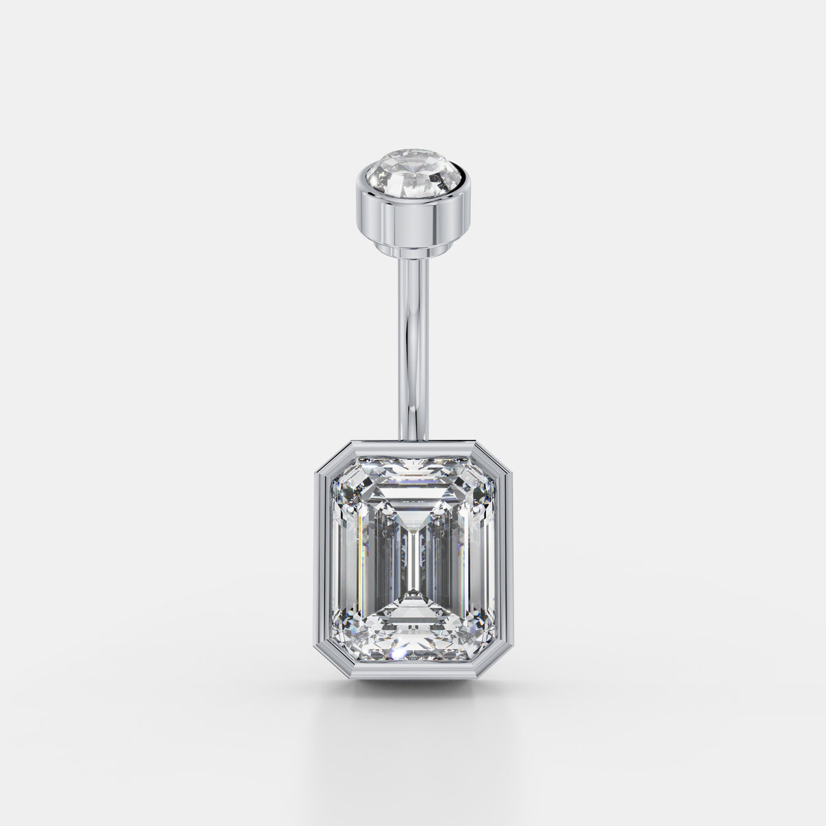 حلق سُرّة بألماسة إمرلد مؤطّرة in White Gold - VYKA Diamonds