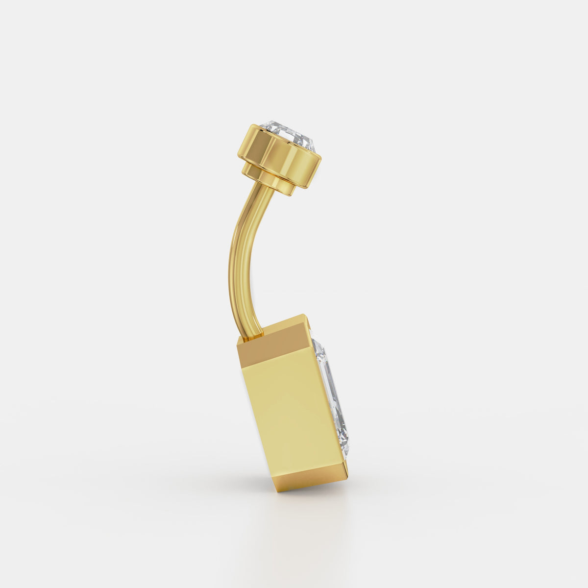 Emerald-Cut Bezel Diamond Belly Ring
