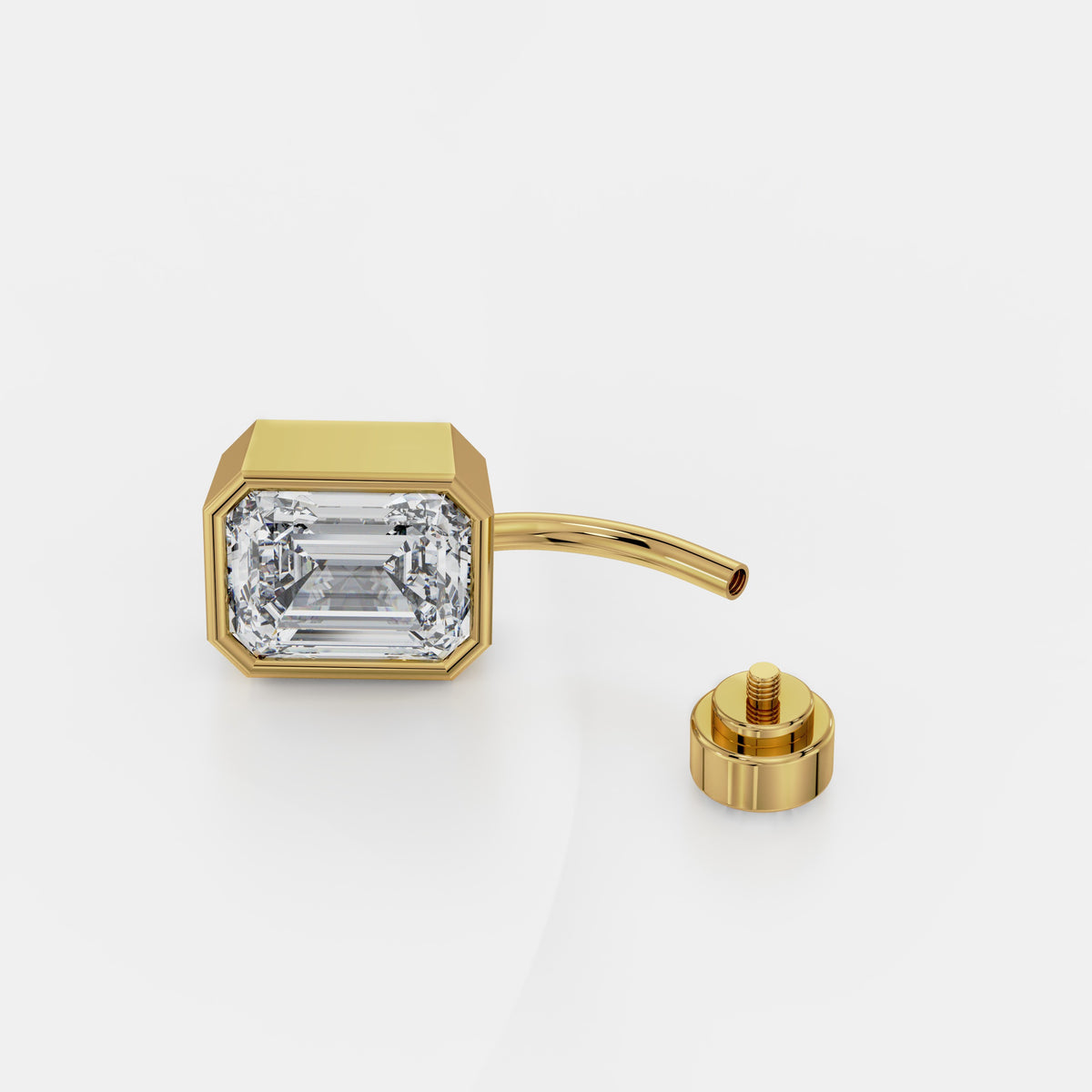 Emerald-Cut Bezel Diamond Belly Ring