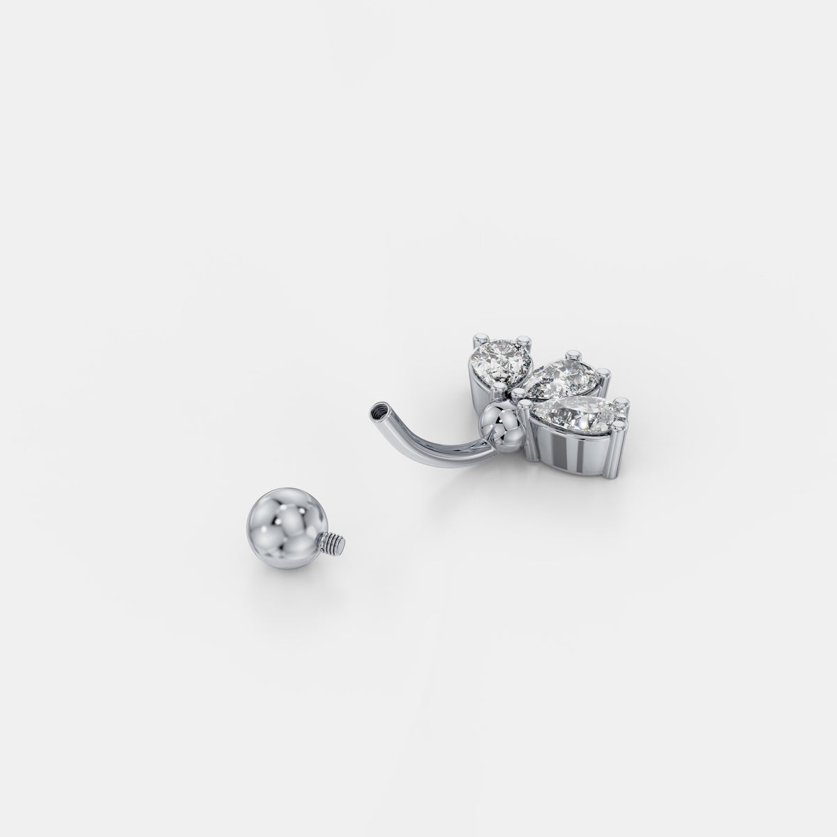 حلق سُرّة بتاج من ألماس الكمثرى in White Gold - VYKA Diamonds