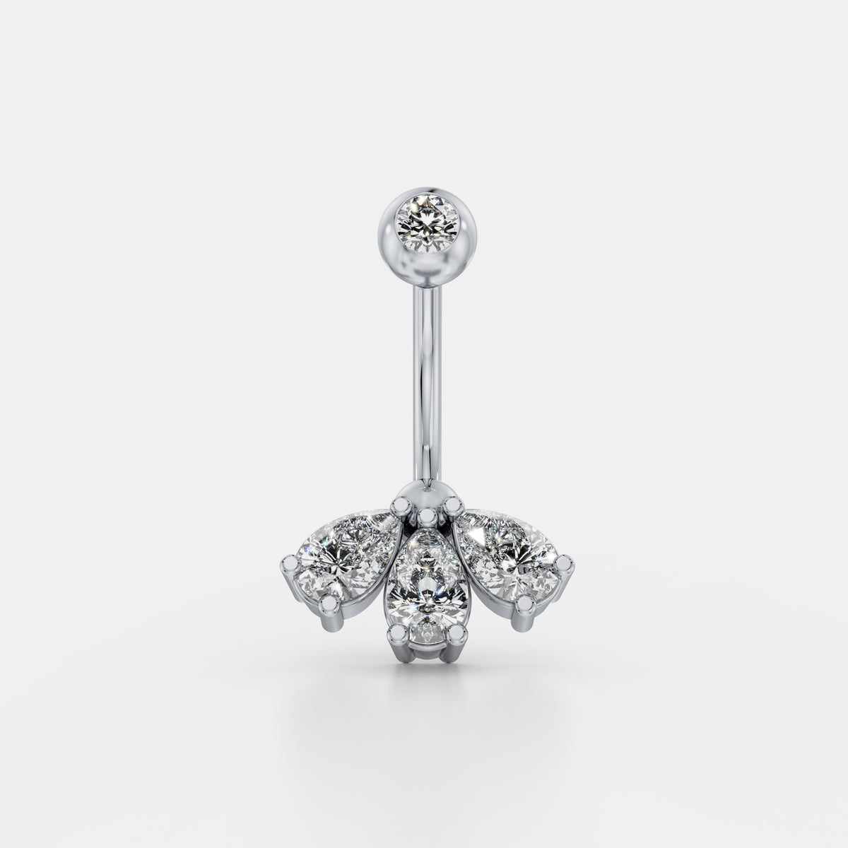 حلق سُرّة بتاج من ألماس الكمثرى in White Gold - VYKA Diamonds