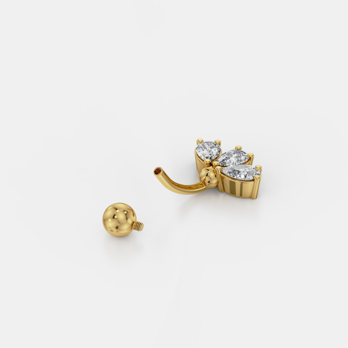 حلق سُرّة بتاج من ألماس الكمثرى in Yellow Gold - VYKA Diamonds
