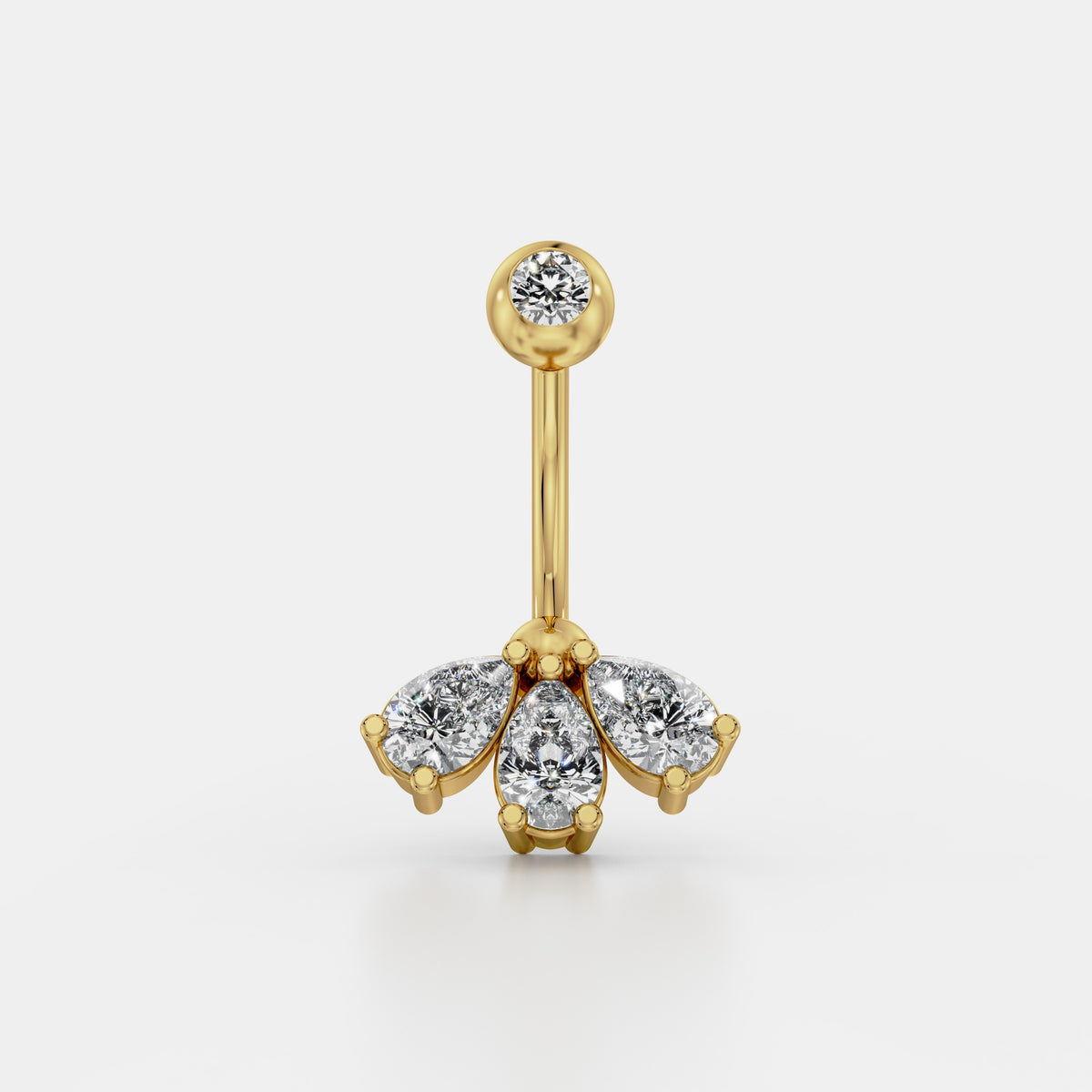 حلق سُرّة بتاج من ألماس الكمثرى in Yellow Gold - VYKA Diamonds