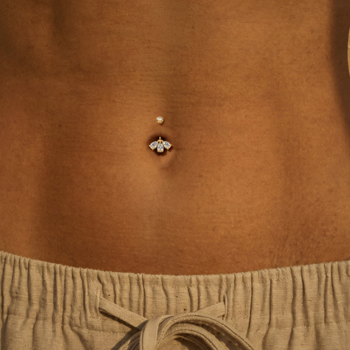 Pear Crown Diamond Belly Ring