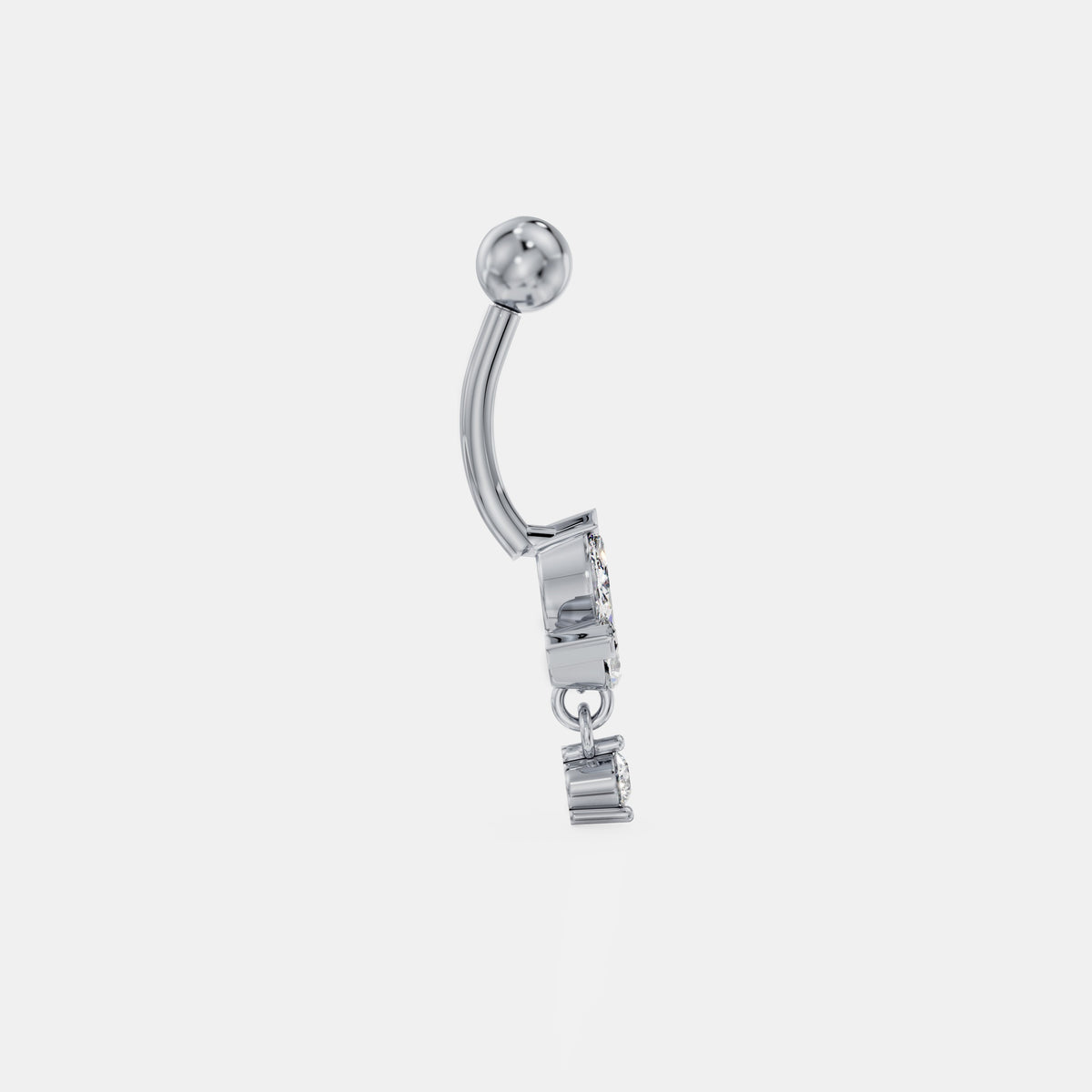 حلق سُرّة متدلٍّ بزهرة لوتس من ألماس الماركيز in White Gold - VYKA Diamonds