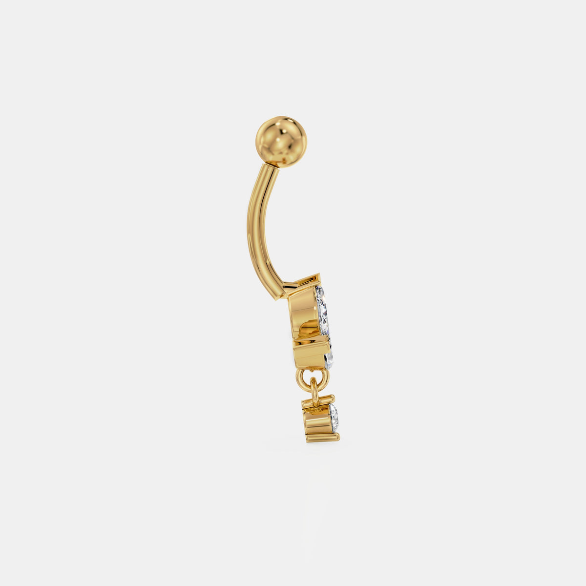 حلق سُرّة متدلٍّ بزهرة لوتس من ألماس الماركيز in Yellow Gold - VYKA Diamonds