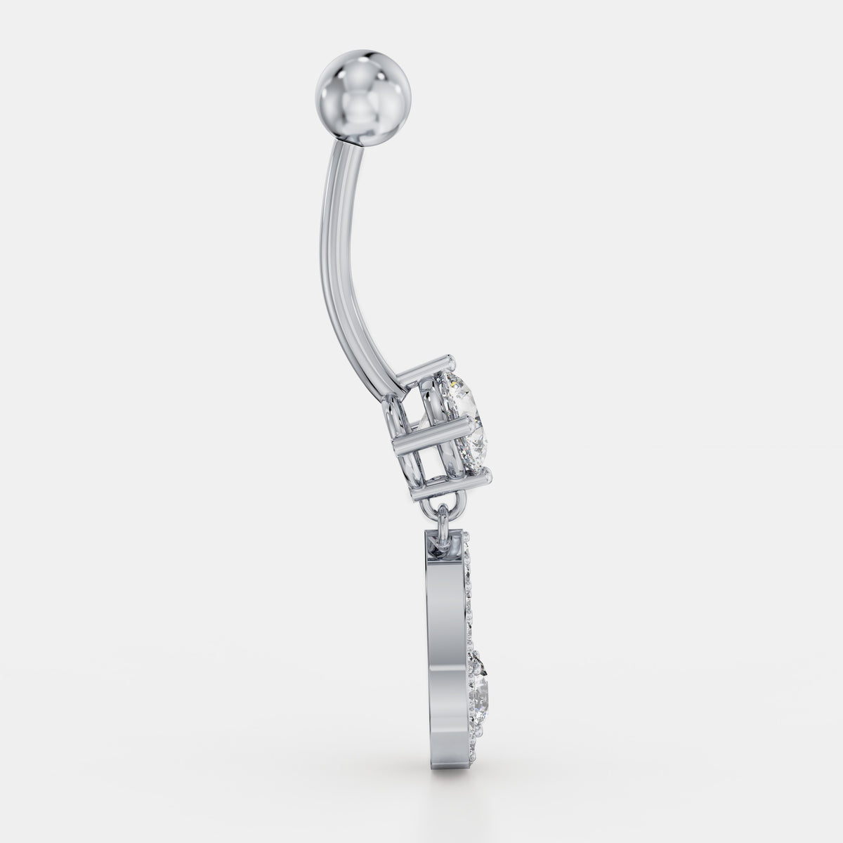 حلق سُرّة بقطرة باڤيه من الألماس in White Gold - VYKA Diamonds