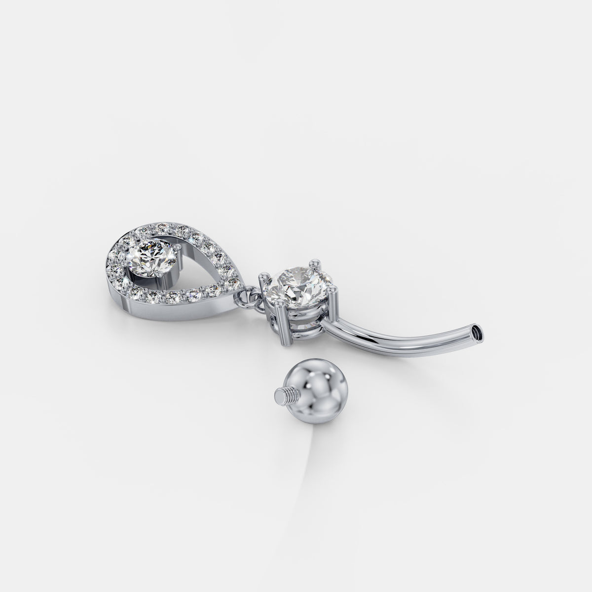 حلق سُرّة بقطرة باڤيه من الألماس in White Gold - VYKA Diamonds