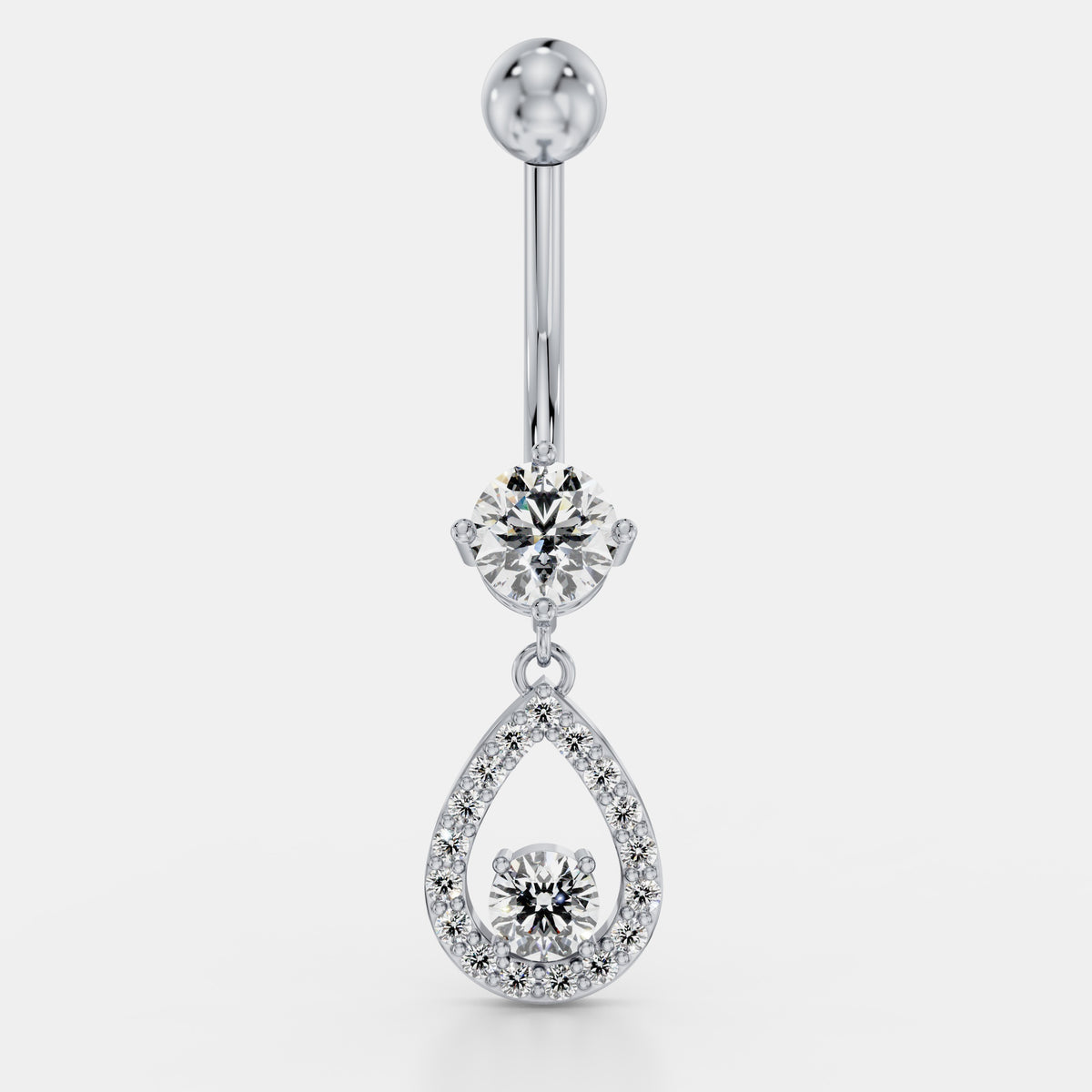 حلق سُرّة بقطرة باڤيه من الألماس in White Gold - VYKA Diamonds