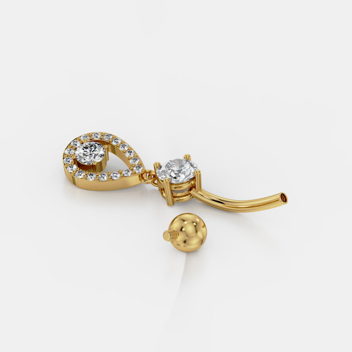 Pavé Teardrop Diamond Belly Ring