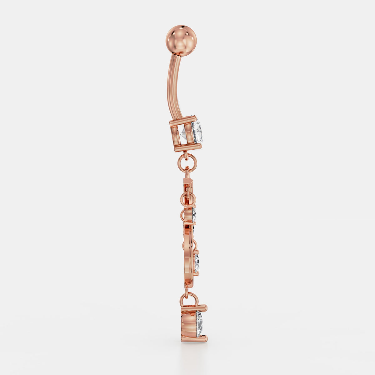 Swirling Vine Diamond Drop Belly Ring