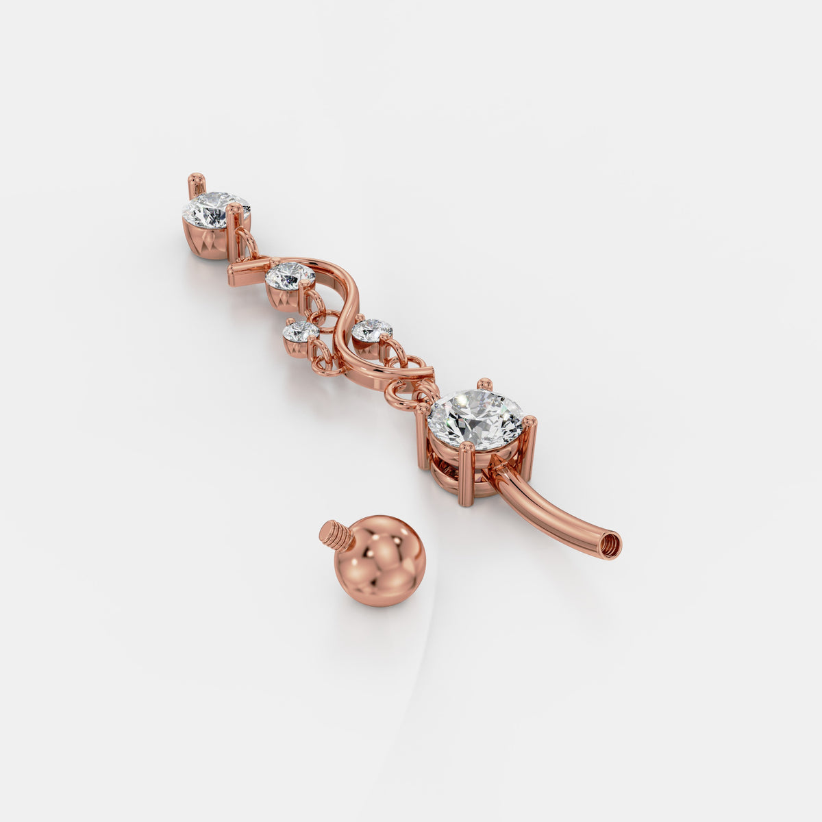 Swirling Vine Diamond Drop Belly Ring