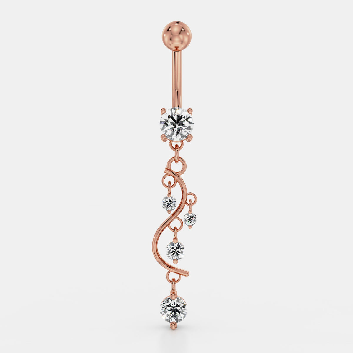 Swirling Vine Diamond Drop Belly Ring
