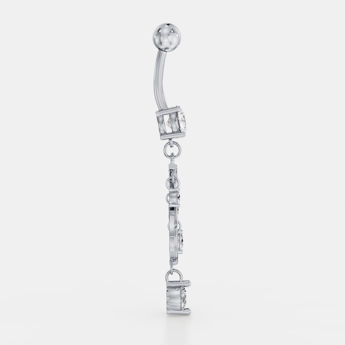 Swirling Vine Diamond Drop Belly Ring
