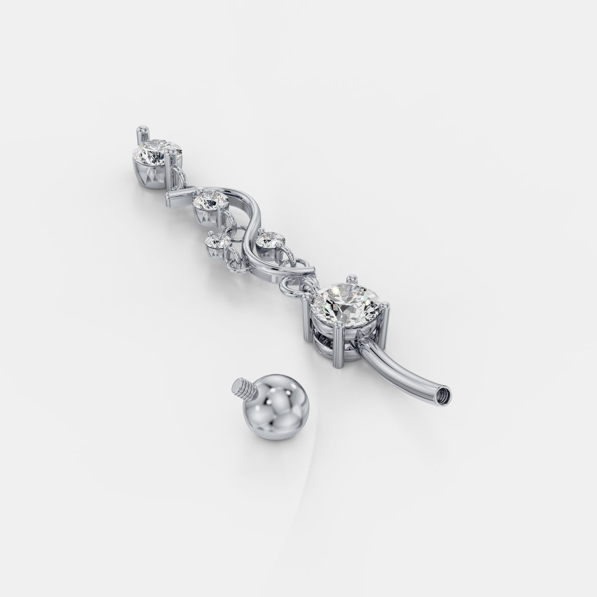 Swirling Vine Diamond Drop Belly Ring