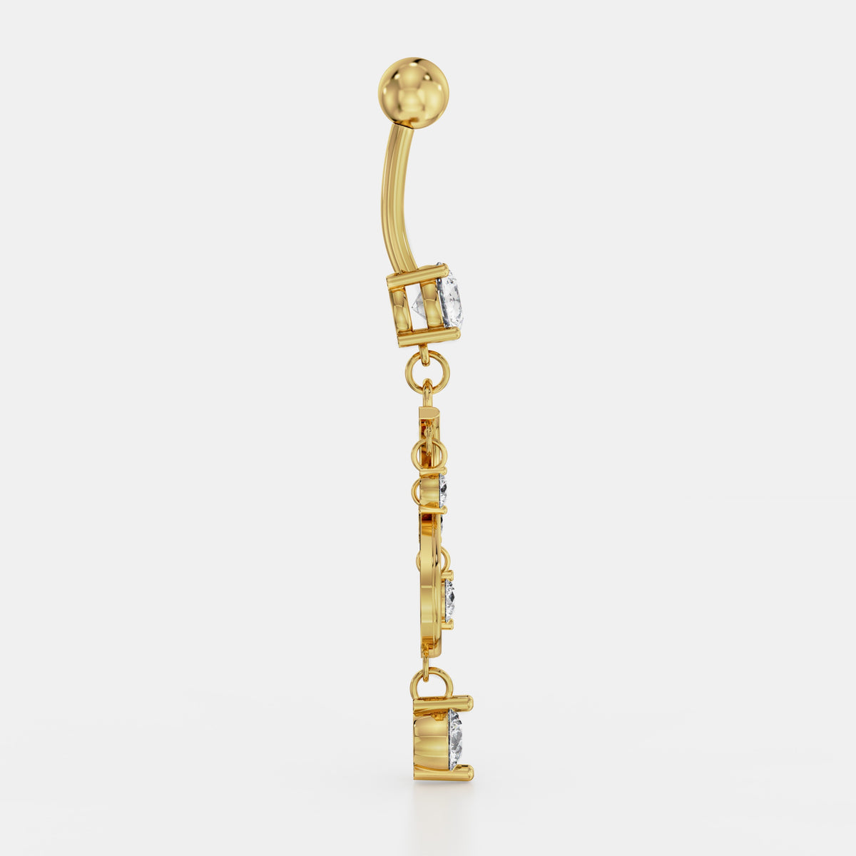 Swirling Vine Diamond Drop Belly Ring