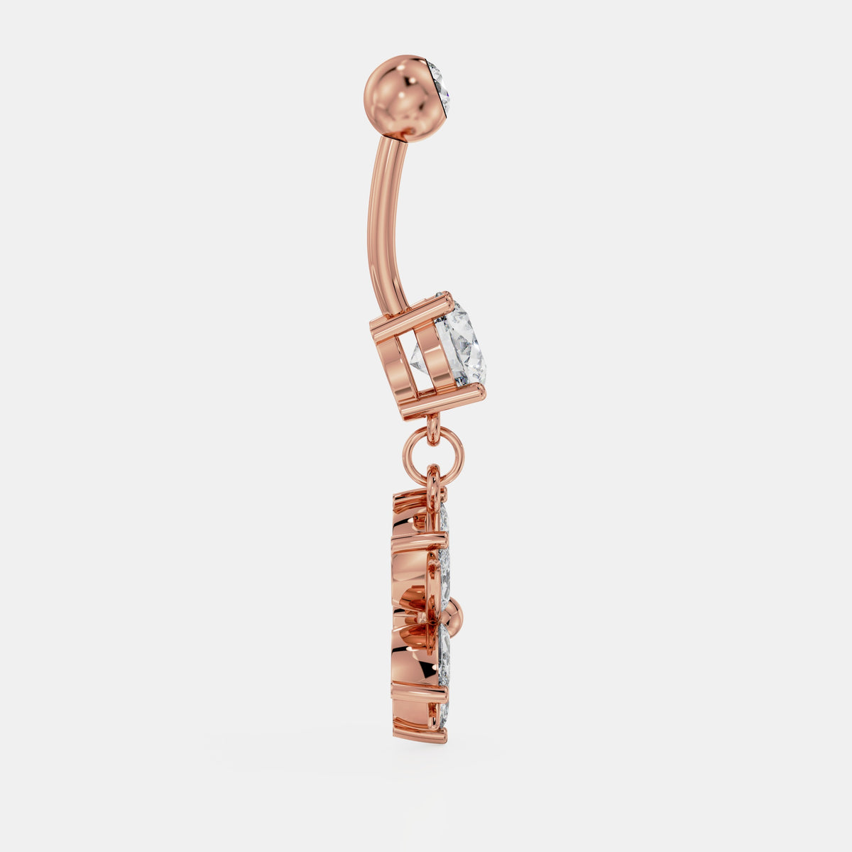Marquise Flower Drop Diamond Belly Ring