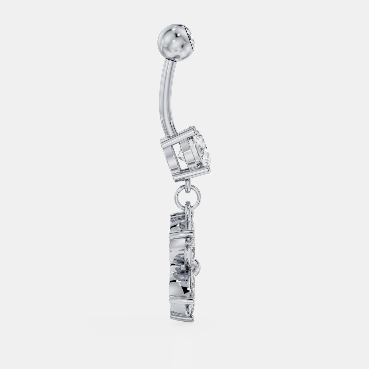 حلق سُرّة متدلٍّ بزهرة من ألماس الماركيز in White Gold - VYKA Diamonds
