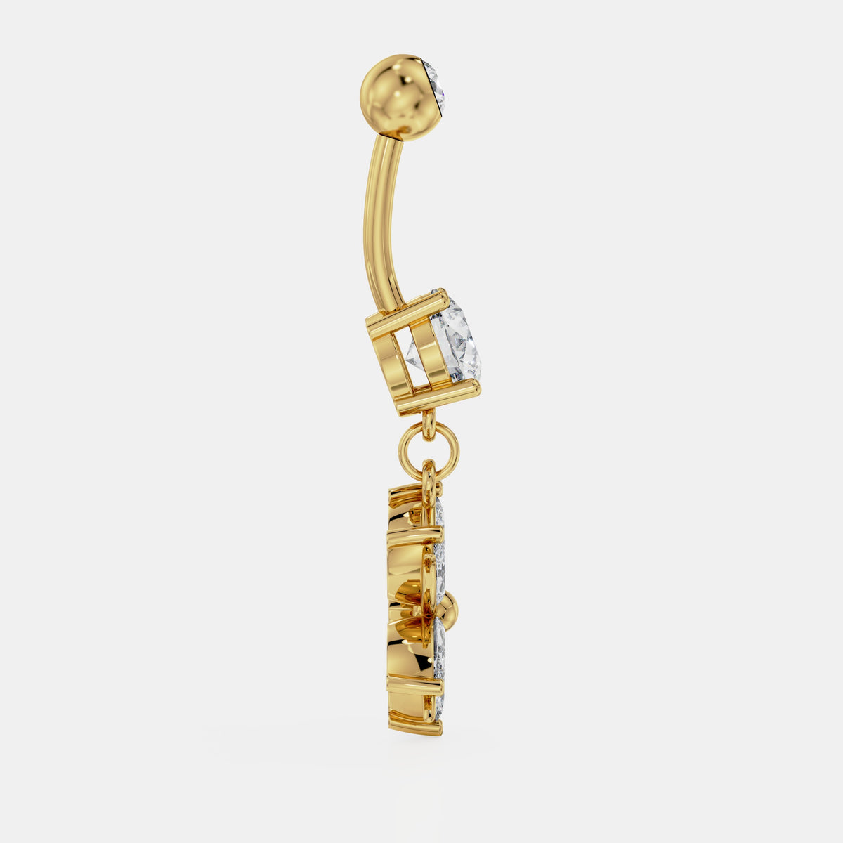Marquise Flower Drop Diamond Belly Ring