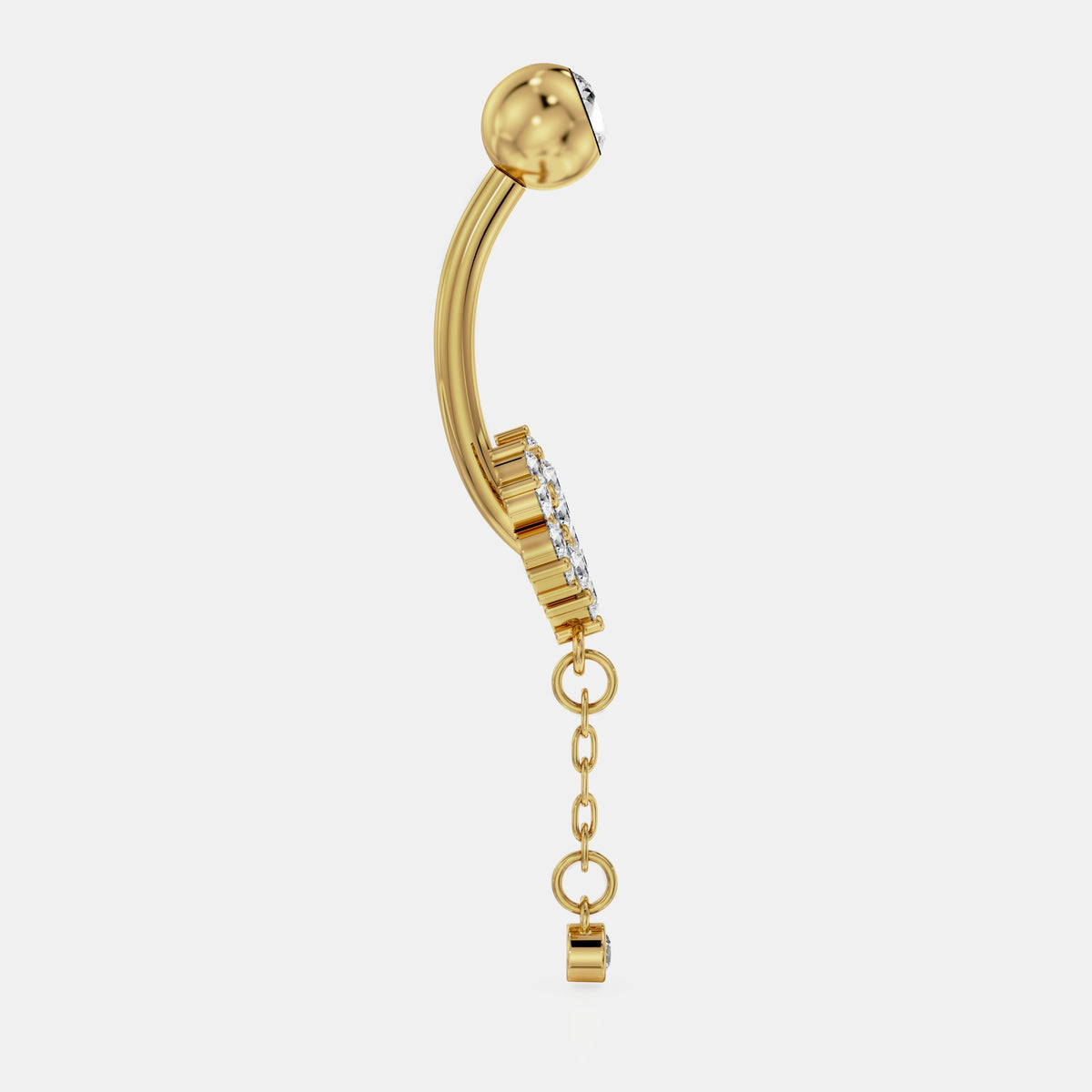 حلق سُرّة بعناقيد زهرية وسلسلة متدلّية من الألماس in Yellow Gold - VYKA Diamonds
