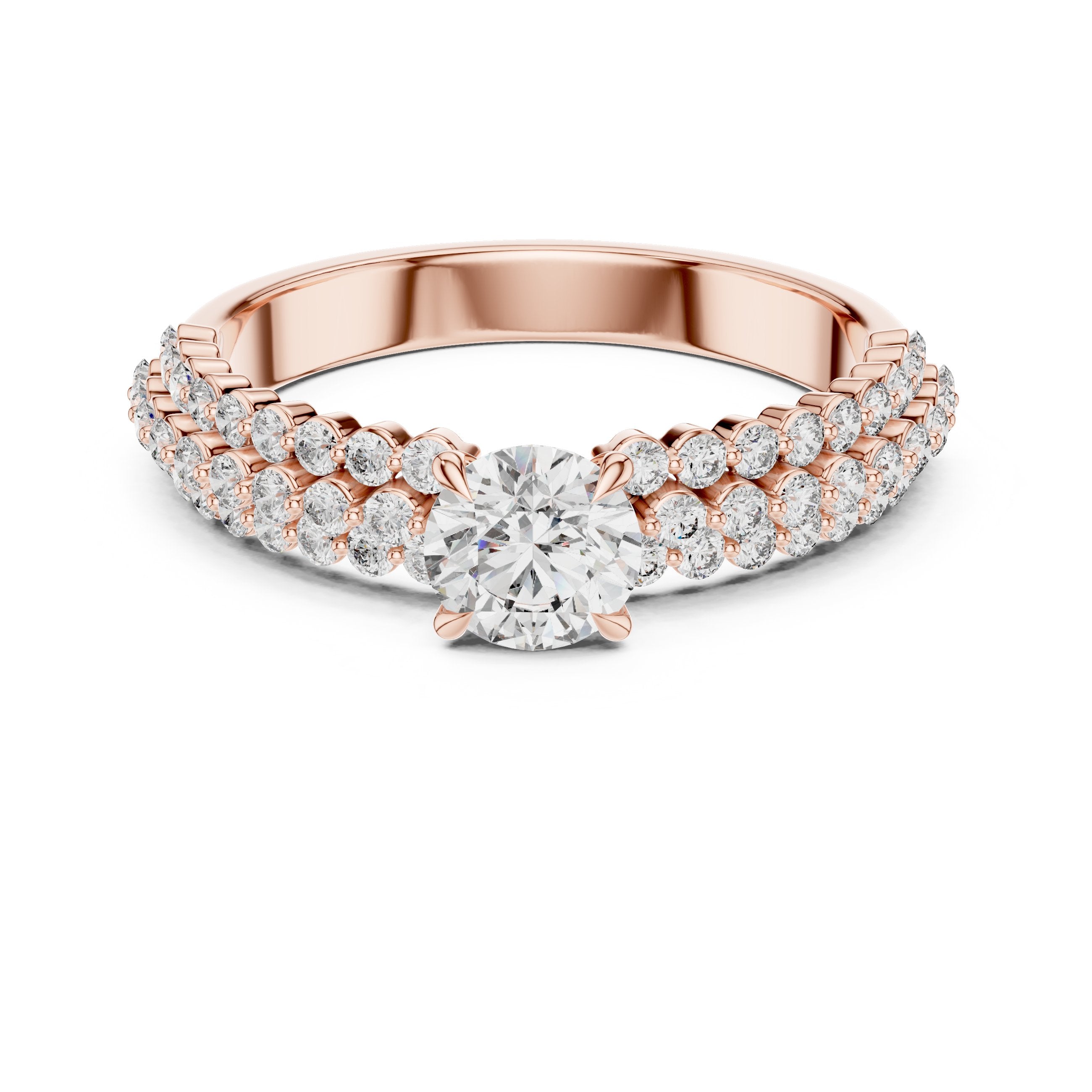 Classic Pavé Diamond Engagement Ring in Rose Gold - VYKA Diamonds