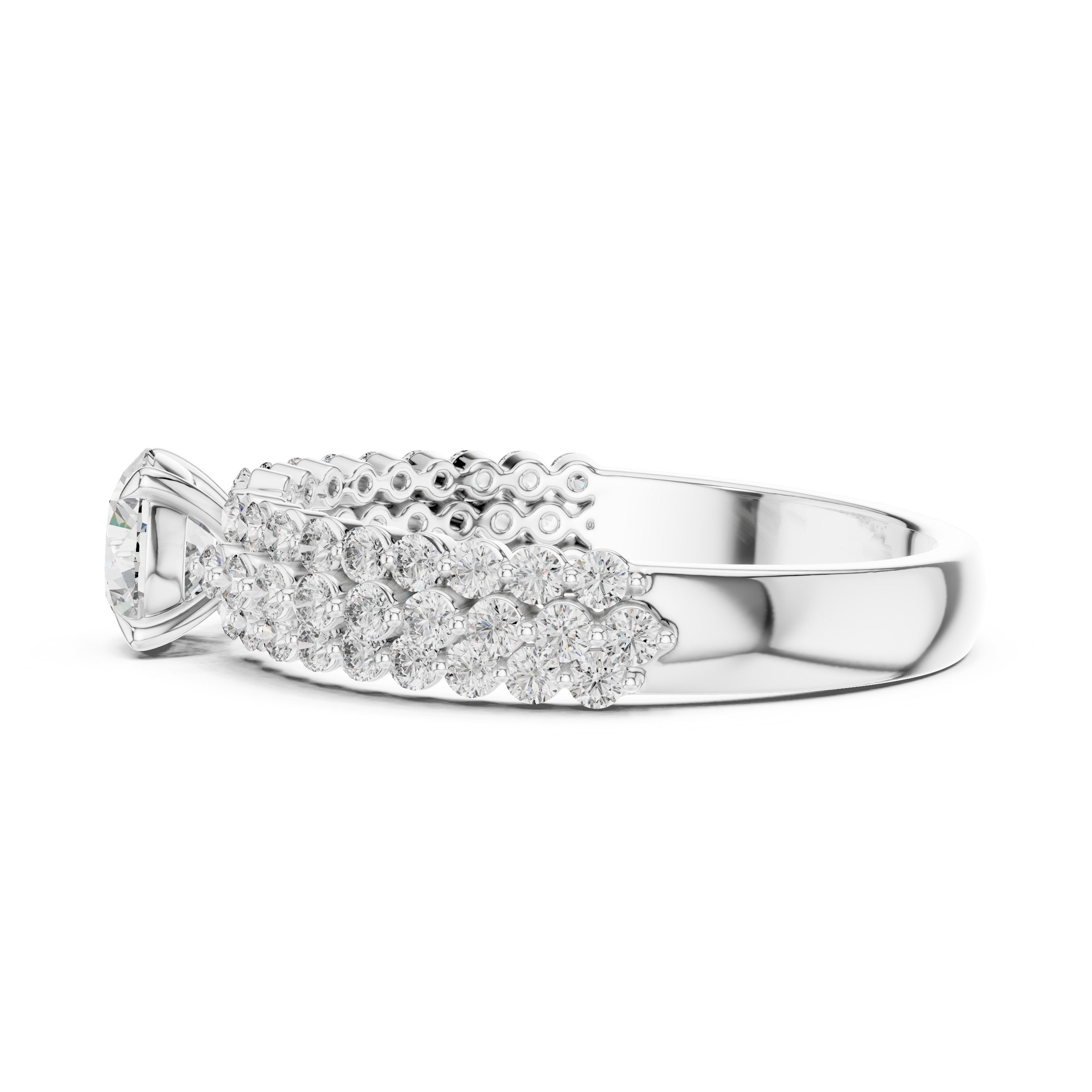 Classic Pavé Diamond Engagement Ring in White Gold - VYKA Diamonds