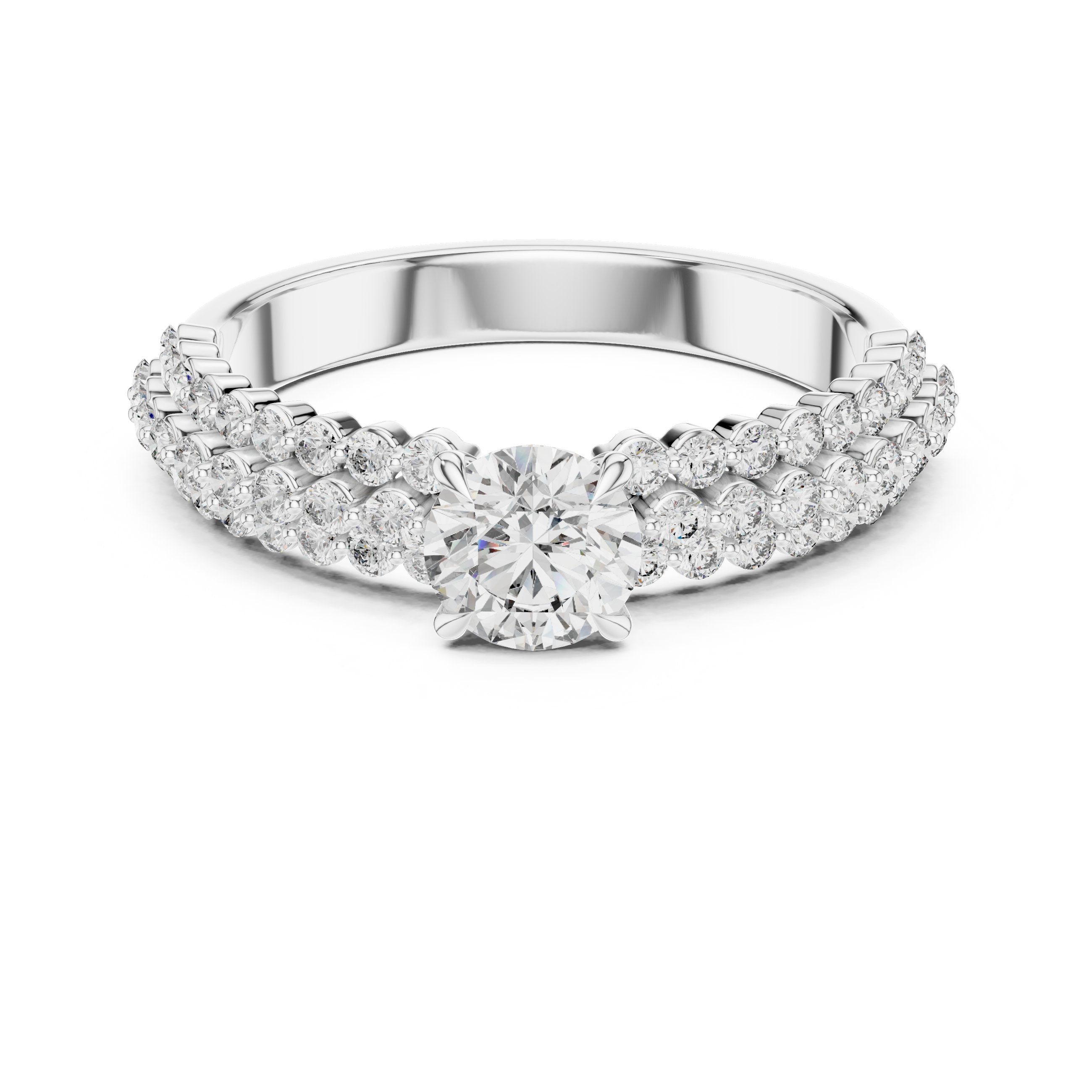 Classic Pavé Diamond Engagement Ring in White Gold - VYKA Diamonds