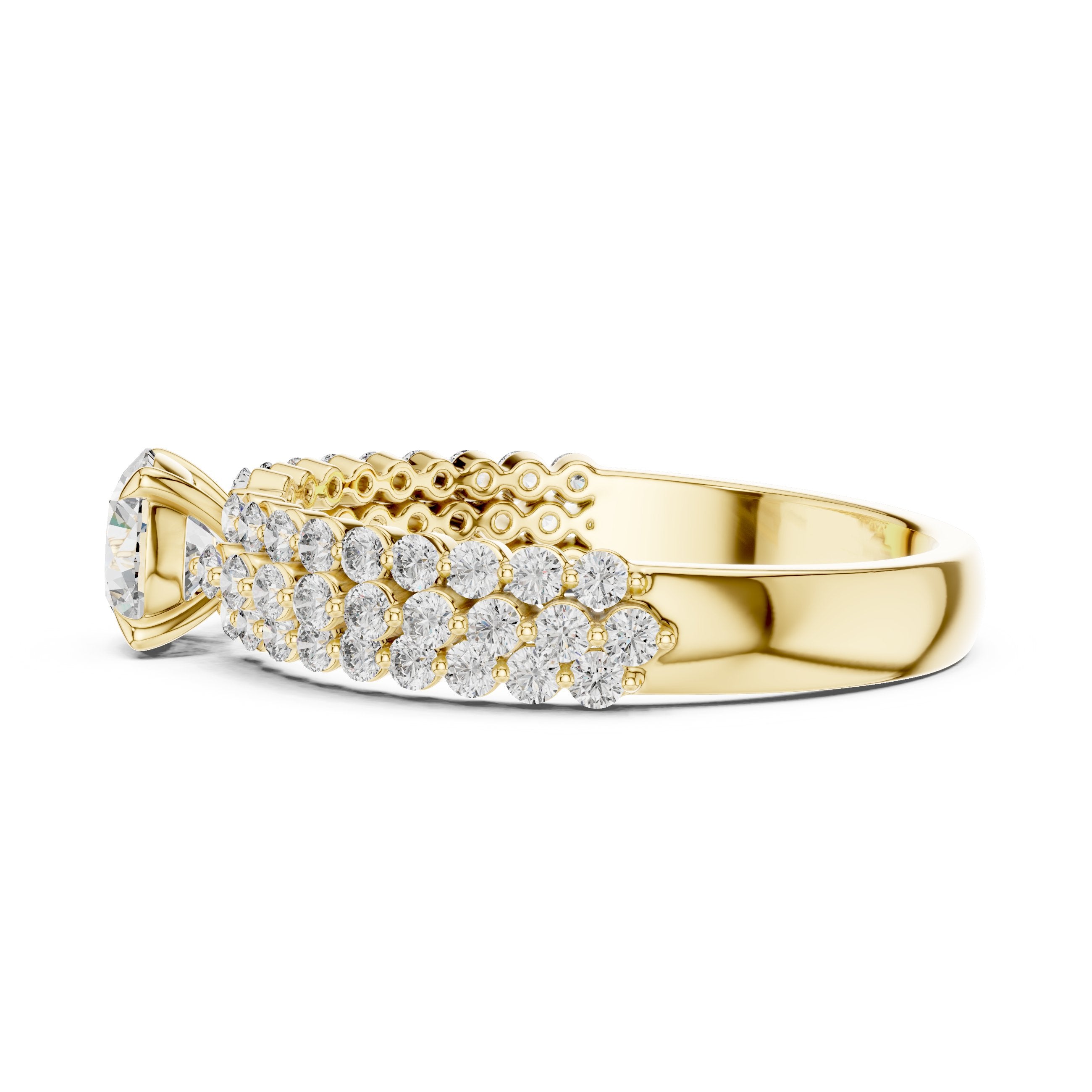 Classic Pavé Diamond Engagement Ring in Yellow Gold - VYKA Diamonds