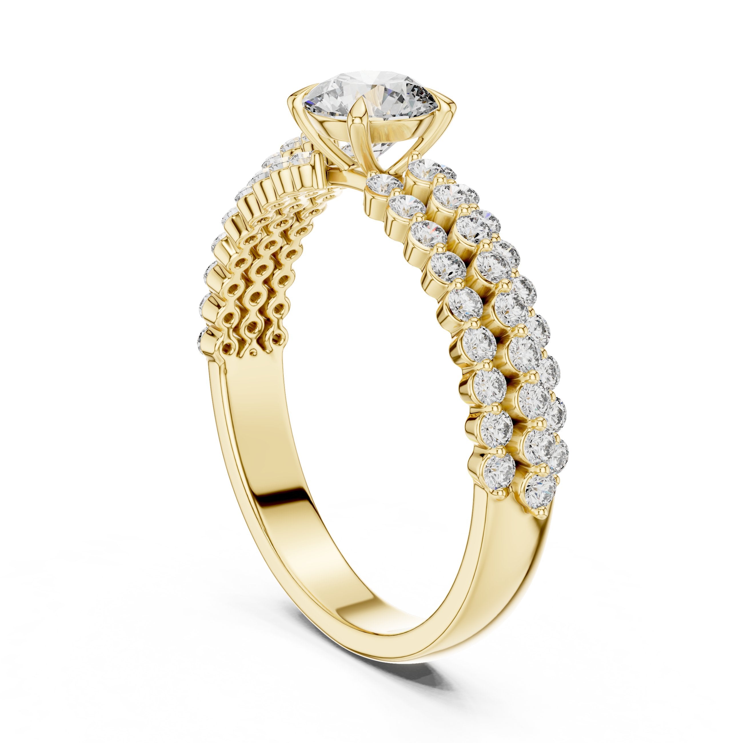 Classic Pavé Diamond Engagement Ring in Yellow Gold - VYKA Diamonds