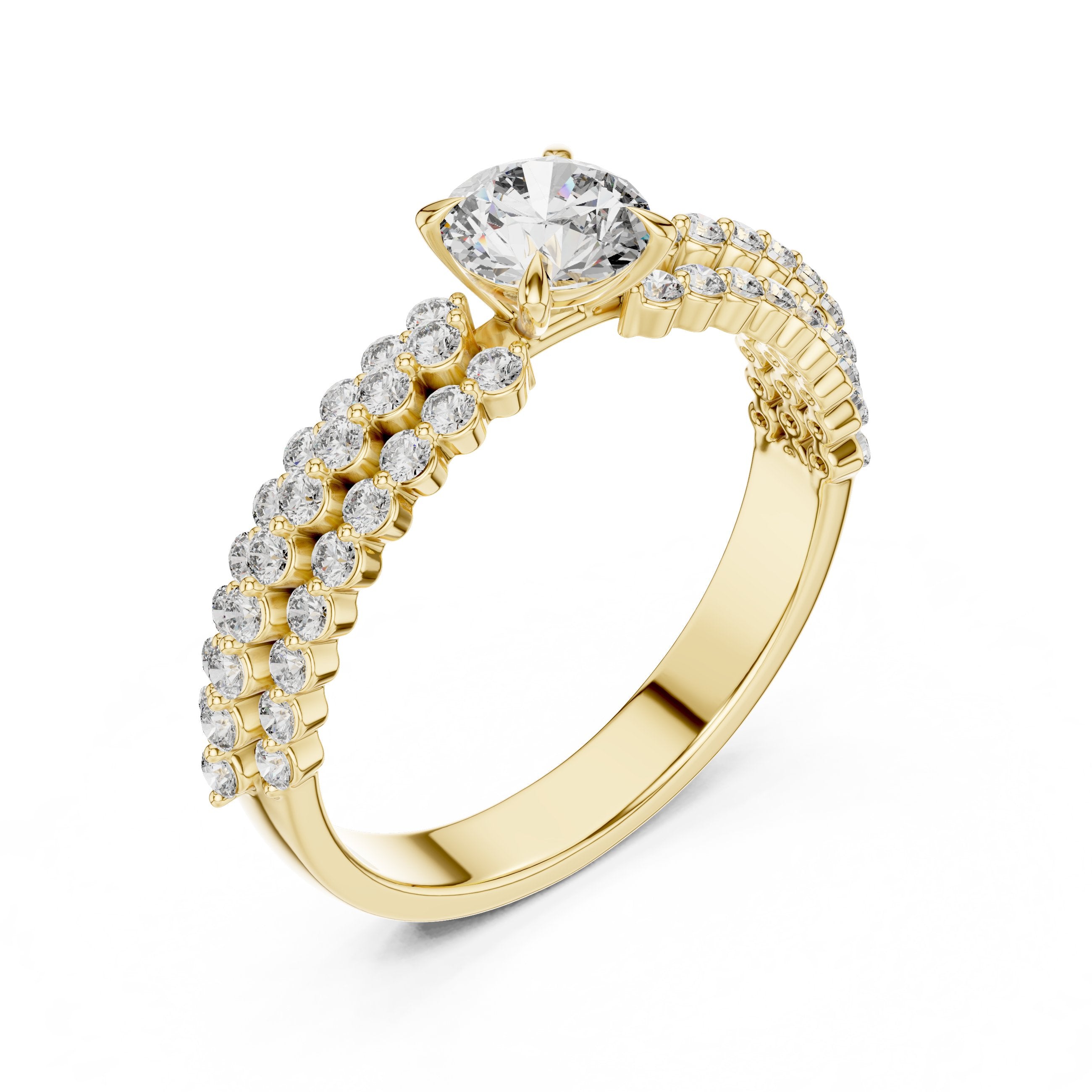 Classic Pavé Diamond Engagement Ring in Yellow Gold - VYKA Diamonds
