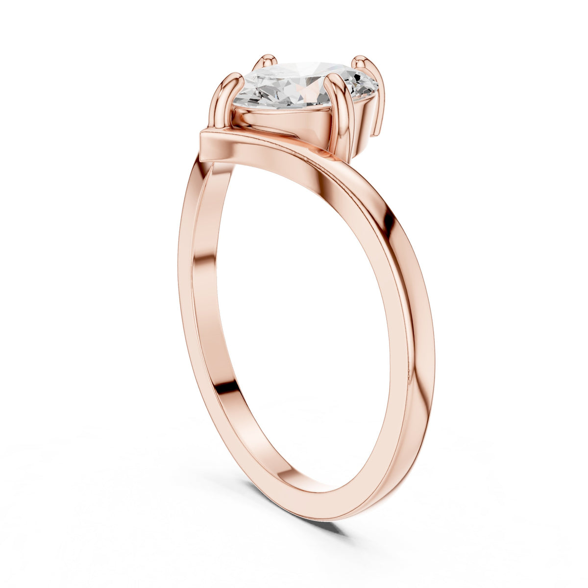 Oval Diamond Solitaire Engagement Ring with Chevron Shank