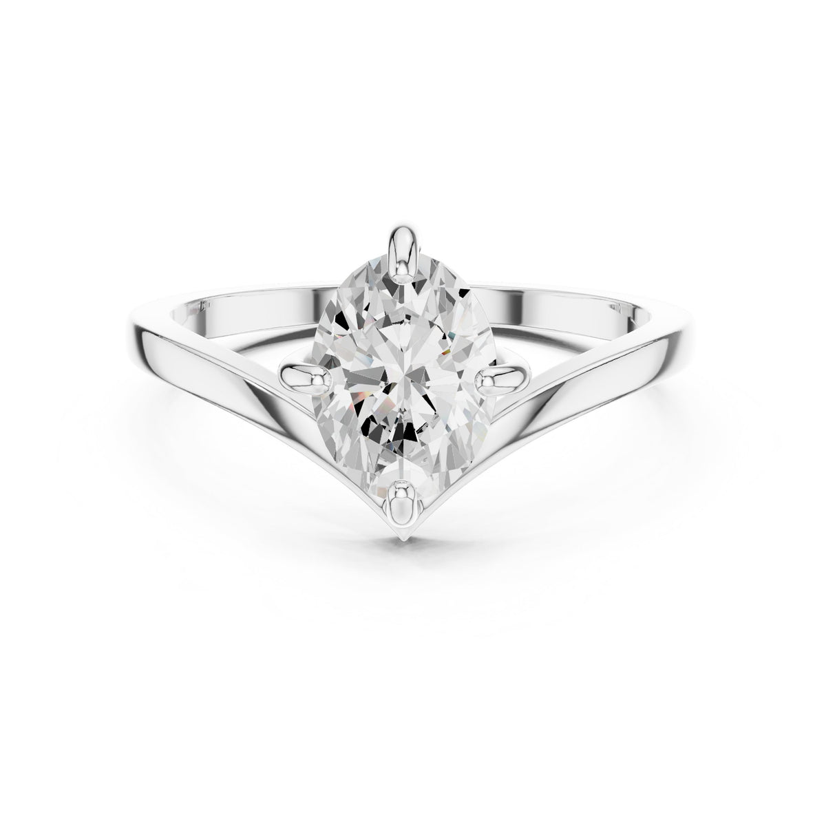 Oval Diamond Solitaire Engagement Ring with Chevron Shank